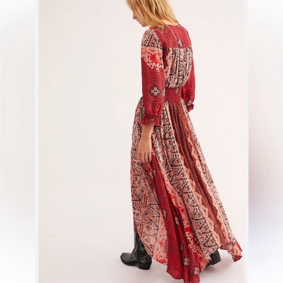 Free People Mexicali Rose Maxi Dress Indie Boho Cottage Festival Cowgirl Western - Picture 5 of 12